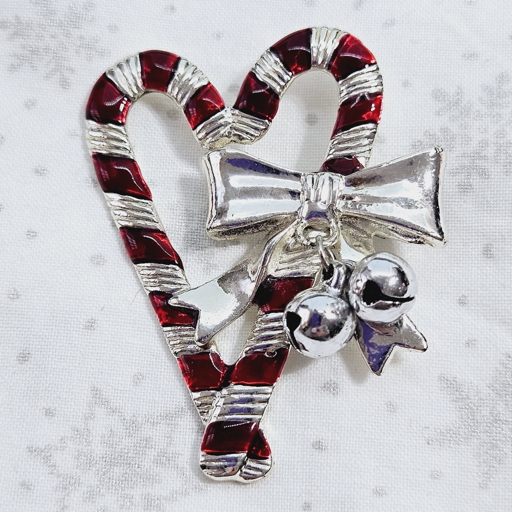 Crazy Mountain - Legend Of The Candy Cane Double Candy Cane Christmas Brooch